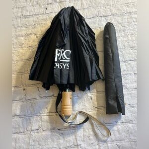 100% NYLON BLACK WITH SPARROW HEALTH SYSTEM LOGO LIGHT TAN PUSH BUTTON UMBRELLA